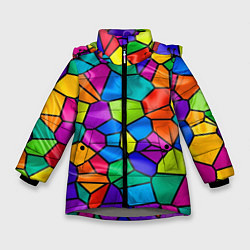 Куртка зимняя для девочки Разноцветная мозаика, цвет: 3D-светло-серый