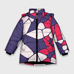 Зимняя куртка для девочки Бело-фиолетово-красный паттерн из камней