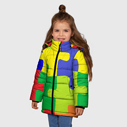 Куртка зимняя для девочки Пазлы разноцветные, цвет: 3D-красный — фото 2