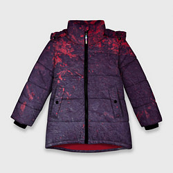 Зимняя куртка для девочки Наскальная чёрная текстура с красными брызгами