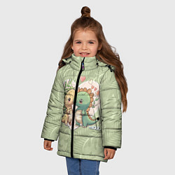 Куртка зимняя для девочки Мистер Влюбленный динозавр, цвет: 3D-черный — фото 2