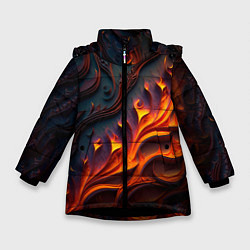 Зимняя куртка для девочки Огненный орнамент с языками пламени