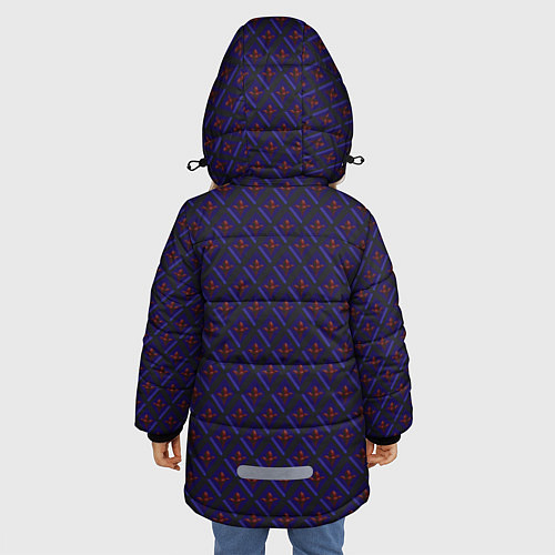Зимняя куртка для девочки Синие ромбы / 3D-Красный – фото 4