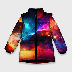 Куртка зимняя для девочки Космос, созданный нейросетью, цвет: 3D-черный