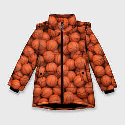Куртка зимняя для девочки Баскетбольные мячи, цвет: 3D-черный
