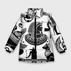 Куртка зимняя для девочки Египетские знаки, цвет: 3D-светло-серый