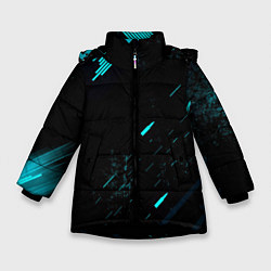 Куртка зимняя для девочки Abstraction Line blue, цвет: 3D-черный
