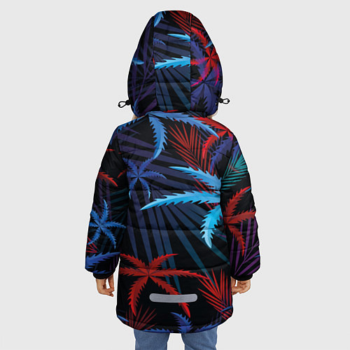 Зимняя куртка для девочки Листья пальмы / 3D-Красный – фото 4