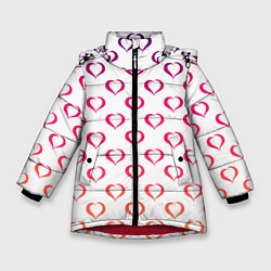 Зимняя куртка для девочки Разноцветные сердечки для дня святого валентина
