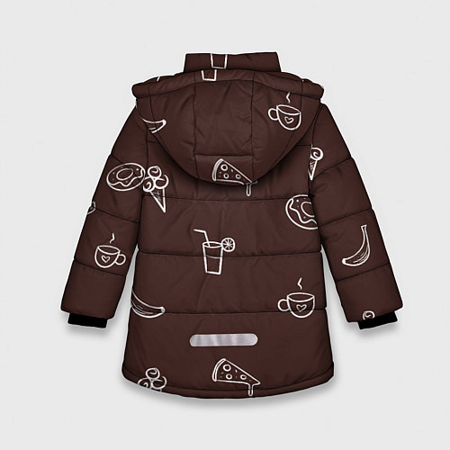 Зимняя куртка для девочки Еда в минимализме на коричневом фоне / 3D-Черный – фото 2