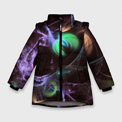 Зимняя куртка для девочки Магические фиолетовые волны и цветные космические