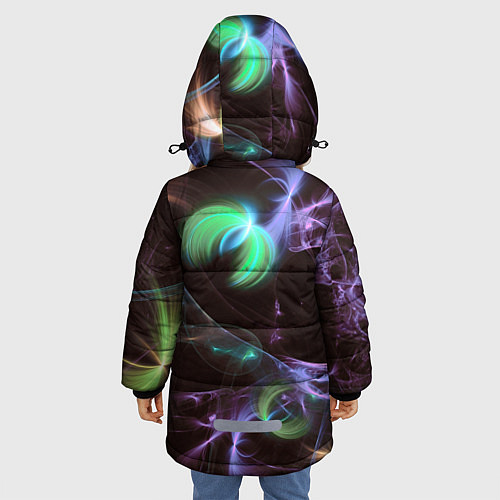 Зимняя куртка для девочки Магические фиолетовые волны и цветные космические / 3D-Красный – фото 4
