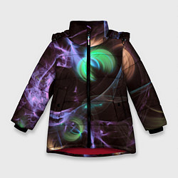 Зимняя куртка для девочки Магические фиолетовые волны и цветные космические