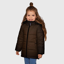 Куртка зимняя для девочки Фон оттенка шоколад и черная виньетка, цвет: 3D-черный — фото 2