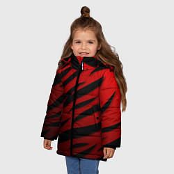Куртка зимняя для девочки Красный градиент - языки пламени, цвет: 3D-красный — фото 2