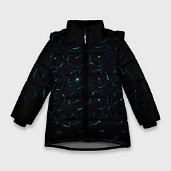 Зимняя куртка для девочки Абстрактные неоновые светло-синие линии шара