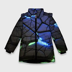 Куртка зимняя для девочки Светящаяся лава, цвет: 3D-черный