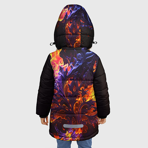 Зимняя куртка для девочки Текстура огня / 3D-Красный – фото 4