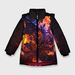 Куртка зимняя для девочки Текстура огня, цвет: 3D-красный