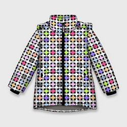 Зимняя куртка для девочки Разноцветный геометрический рисунок