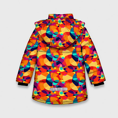 Зимняя куртка для девочки Абстрактный узор из разноцветных окружностей / 3D-Черный – фото 2