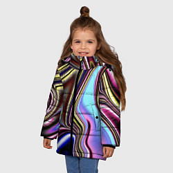 Куртка зимняя для девочки Блестящая ткань, цвет: 3D-светло-серый — фото 2