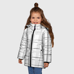 Куртка зимняя для девочки Светлая серая клетка, цвет: 3D-красный — фото 2