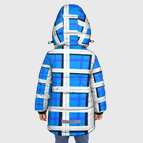 Зимняя куртка для девочки Синяя клетка / 3D-Красный – фото 4