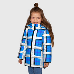 Куртка зимняя для девочки Синяя клетка, цвет: 3D-красный — фото 2