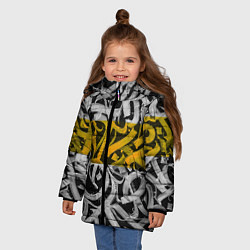 Куртка зимняя для девочки Yellow Callicraphic, цвет: 3D-светло-серый — фото 2