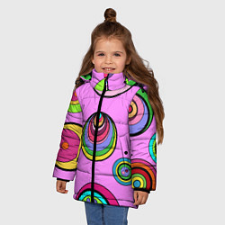 Куртка зимняя для девочки Разноцветные круги, цвет: 3D-красный — фото 2