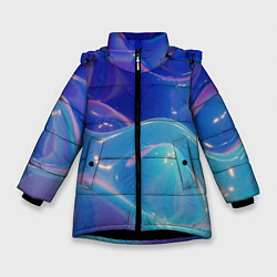 Куртка зимняя для девочки Эстетика волн, цвет: 3D-черный