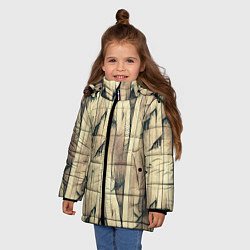 Куртка зимняя для девочки Текстура коры дерева, цвет: 3D-черный — фото 2