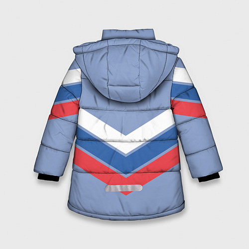 Зимняя куртка для девочки Триколор - три полоски на голубом / 3D-Светло-серый – фото 2
