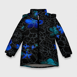 Зимняя куртка для девочки Неоновые цветы