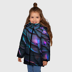 Куртка зимняя для девочки Неоновая чешуя,, цвет: 3D-светло-серый — фото 2
