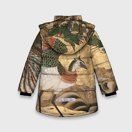 Зимняя куртка для девочки Сказочная птица / 3D-Черный – фото 2
