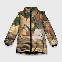 Куртка зимняя для девочки Сказочная птица, цвет: 3D-черный