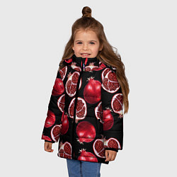 Куртка зимняя для девочки Гранаты на черном фоне - паттерн, цвет: 3D-черный — фото 2