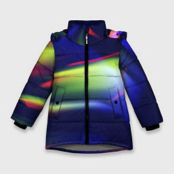 Куртка зимняя для девочки Разные абстрактные цветные свечения во тьме, цвет: 3D-светло-серый