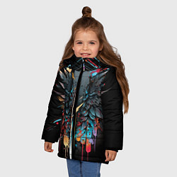 Куртка зимняя для девочки Психоделические крылья, цвет: 3D-черный — фото 2