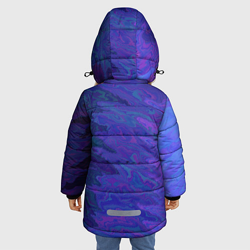 Зимняя куртка для девочки Абстрактный синий разводы / 3D-Красный – фото 4