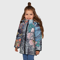 Куртка зимняя для девочки Иредзуми: змеи и черепа, цвет: 3D-светло-серый — фото 2