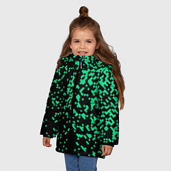 Куртка зимняя для девочки Авангардный пиксельный паттерн, цвет: 3D-светло-серый — фото 2