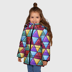 Куртка зимняя для девочки Геометрический красочный паттерн, цвет: 3D-светло-серый — фото 2