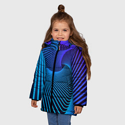 Куртка зимняя для девочки Неоновая спираль - мода, цвет: 3D-черный — фото 2