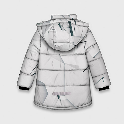 Зимняя куртка для девочки Абстрактные разные белые и серые фигуры / 3D-Черный – фото 2