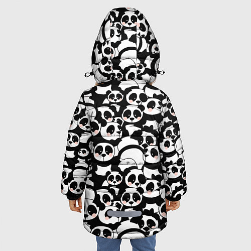 Зимняя куртка для девочки Чёрно-белые панды / 3D-Красный – фото 4
