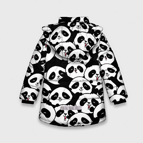Зимняя куртка для девочки Весёлые панды / 3D-Черный – фото 2