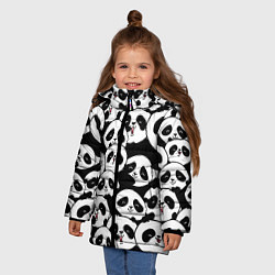 Куртка зимняя для девочки Весёлые панды, цвет: 3D-черный — фото 2